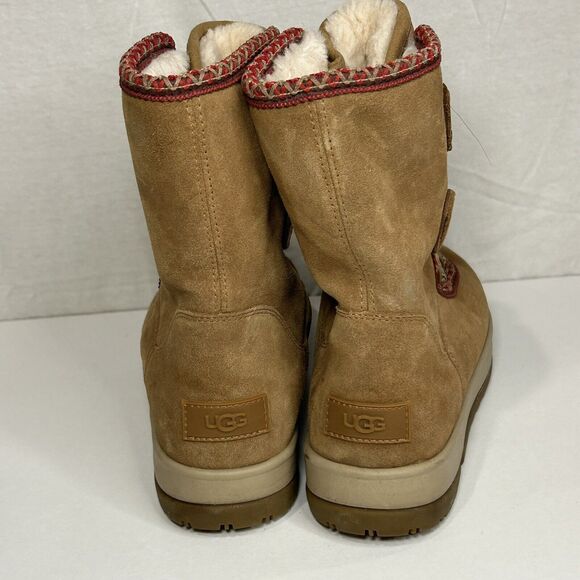 UGG Women's Chestnut Leather Classic Weather Hiker Hi Winter Boots Size 9 - Picture 4 of 10